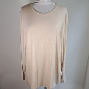 Chico’s Women’s Ultimate Tee Metallic Scoop Neck Top Long Sleeve Classic XL/16